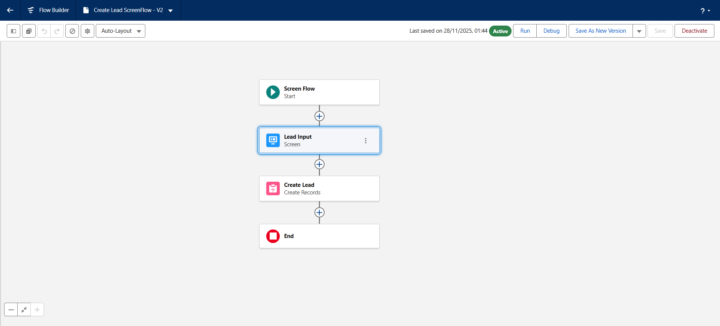 Build a Screen Flow to create a Lead (6 fields)