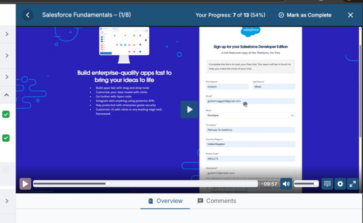 Signing up to the developer org