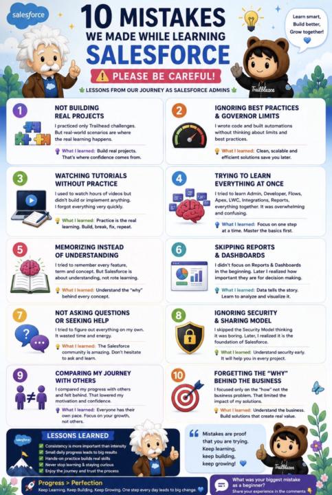 10 Mistakes We Made While Learning Salesforce 💡 