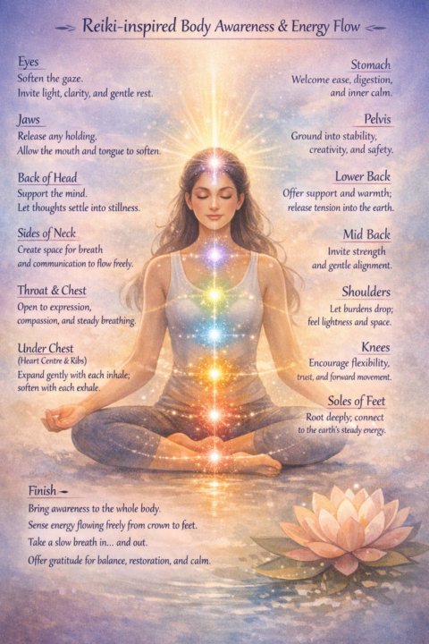 Reiki-inspired body awareness & energy flow list