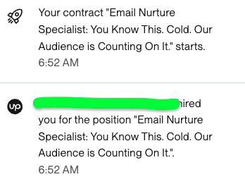 Landed an Email copy client on UpWork
