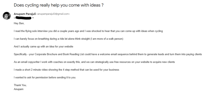 Please critique my cold email