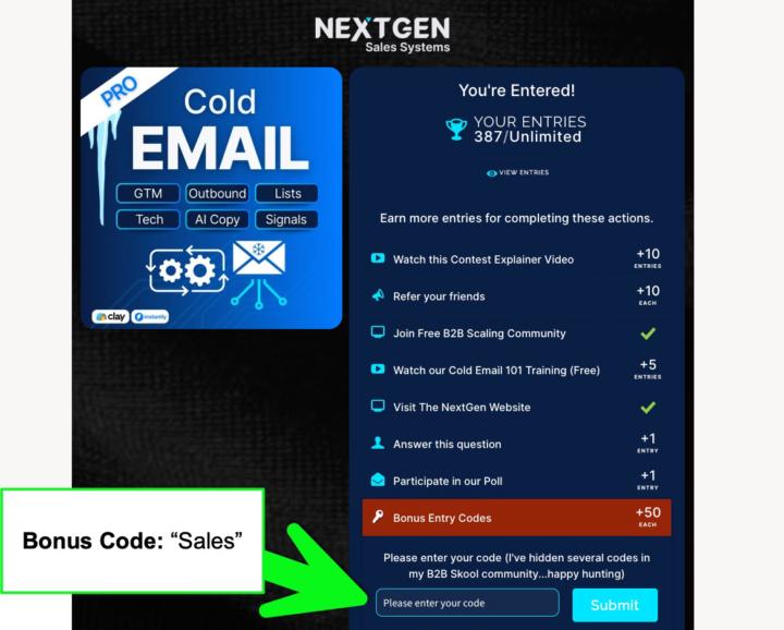Cold Email Launch Contest 🔔 Bonus Code 🔔