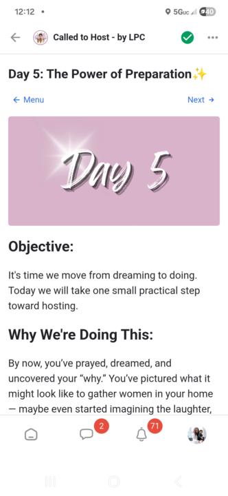 Day 5 💗✨️Called To Host Challenge