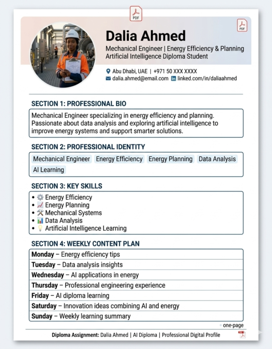 AI Diploma Assignment 1: Designing Professional  Profile