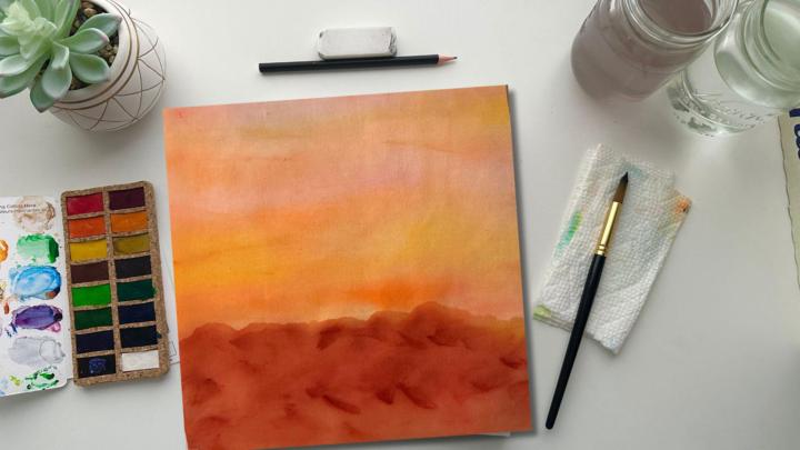 Workshop - Desert Watercolour on Fabric This Weekend