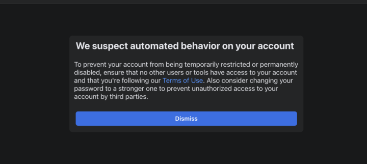 Facebook warnings