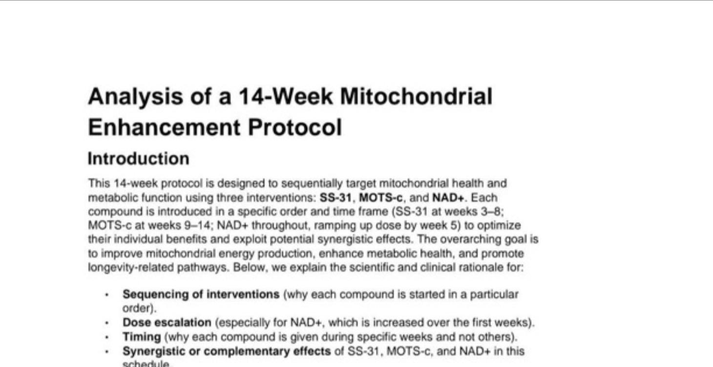 Mitochondrial Enhancement Protocol