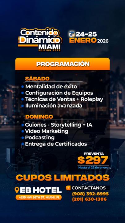 ATENCIÓN 🚨 Taller de Creación de Contenido | Miami 24 y 25 de enero 2026