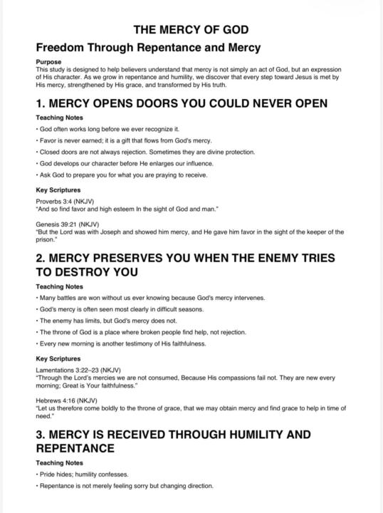 Last night sermons Notes — THE MERCY OF GOD