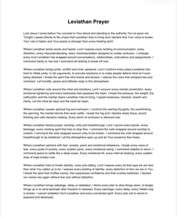 Prayer Against Leviathan 