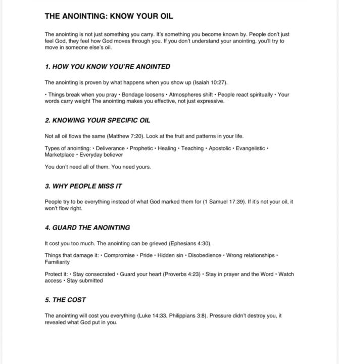 Last Nights Sermon — THE ANOINTING: KNOW YOUR OIL