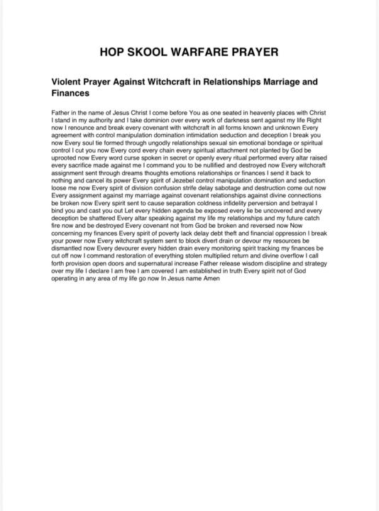 Prayer Against Witchcraft in Relationships Marriage and Finances