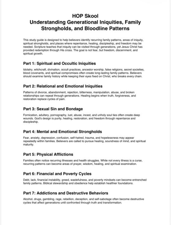 Complete List of Generational Curses  Repentance, Renunciation, Breaking Ungodly Patterns