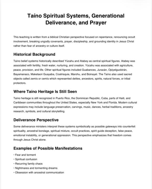 Breaking Generational Taíno Spiritual Bondage and Ancestral Covenants