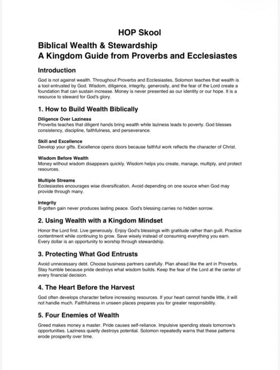     Wealth Through Wisdom: A Study of Proverbs & Ecclesiastes