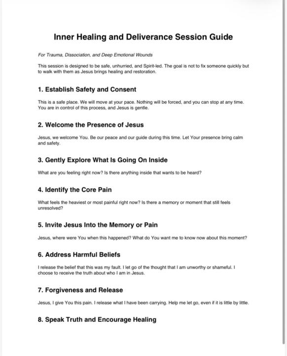 Inner Healing and Deliverance Session Guide Reference Tool