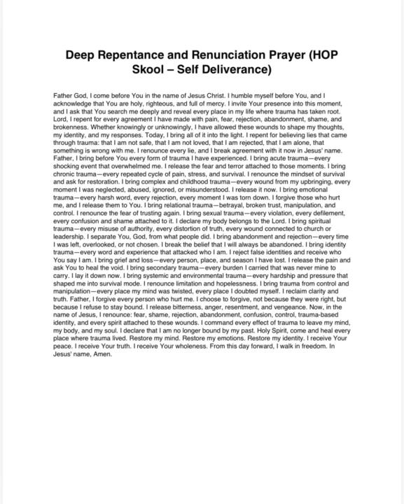Different types of Traumas and PDF Prayer 