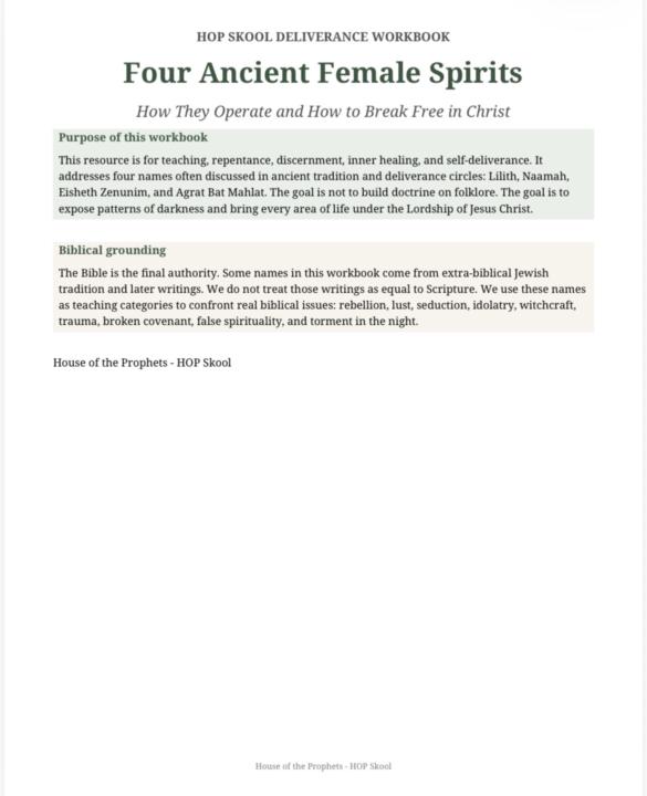Four Queens of Hell A Biblical Study, Self Deliverance Workbook & Prayer Guide