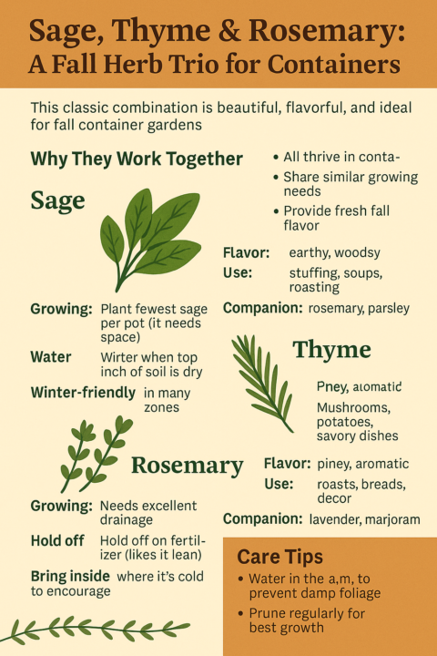Sage, Thyme & Rosemary: A Fall Herb Trio for Containers