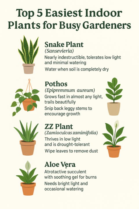 Top 5 Easiest Indoor Plants for Busy Gardeners