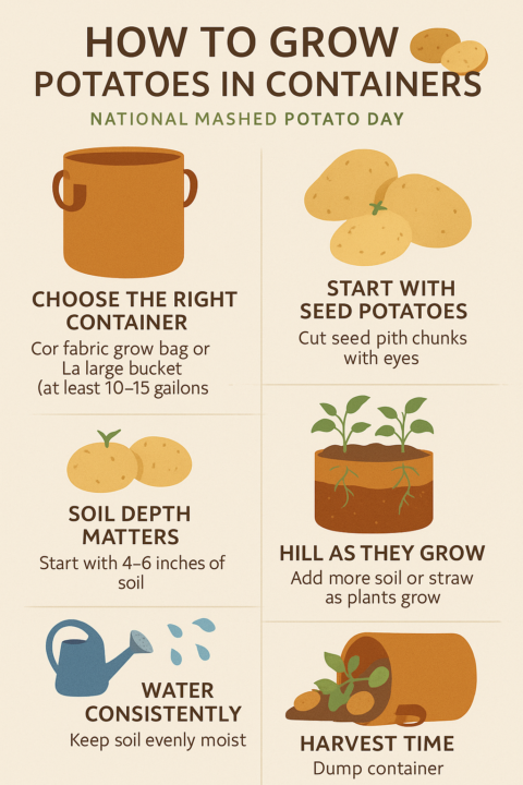 🥔 National Mashed Potato Day: Grow Your Own Spuds in Containers
