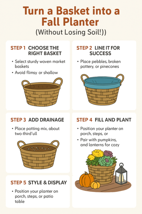 Turn a Basket into a Fall Planter (Without Losing Soil!)