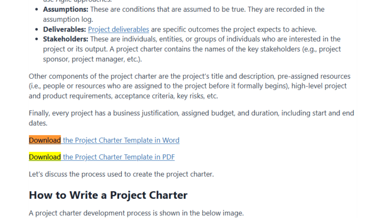 Project Charter Downloadable templet 