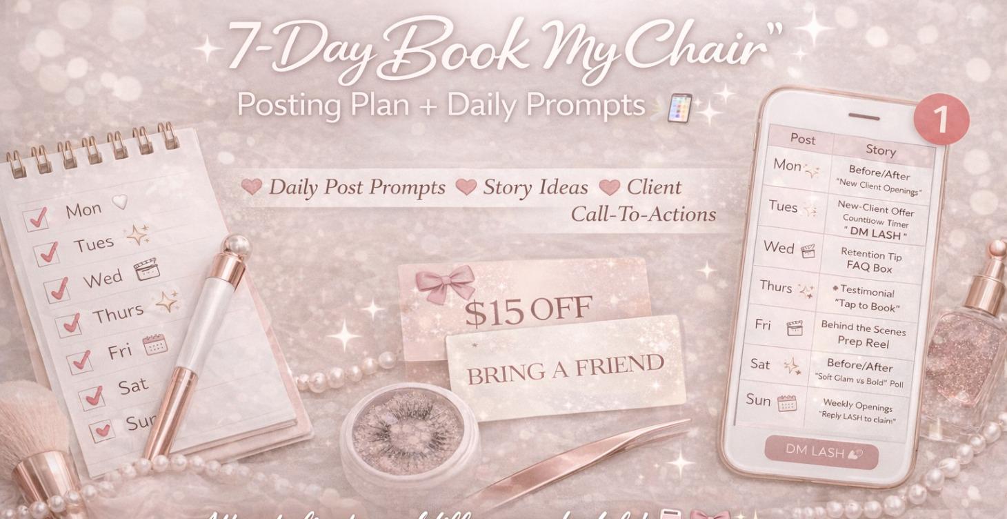 Book My Chair Posting Plan + Daily Prompts 7 Days
