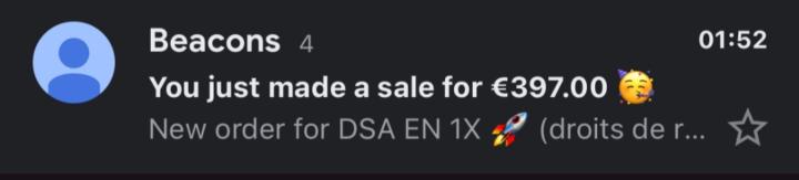Première vente 🤑