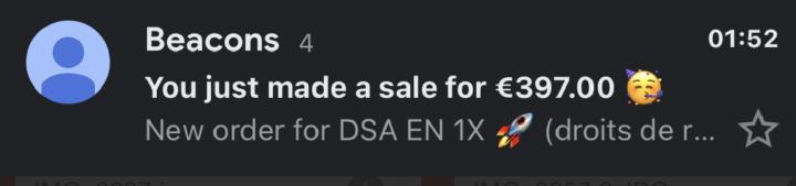 Nouvelle vente du jour 