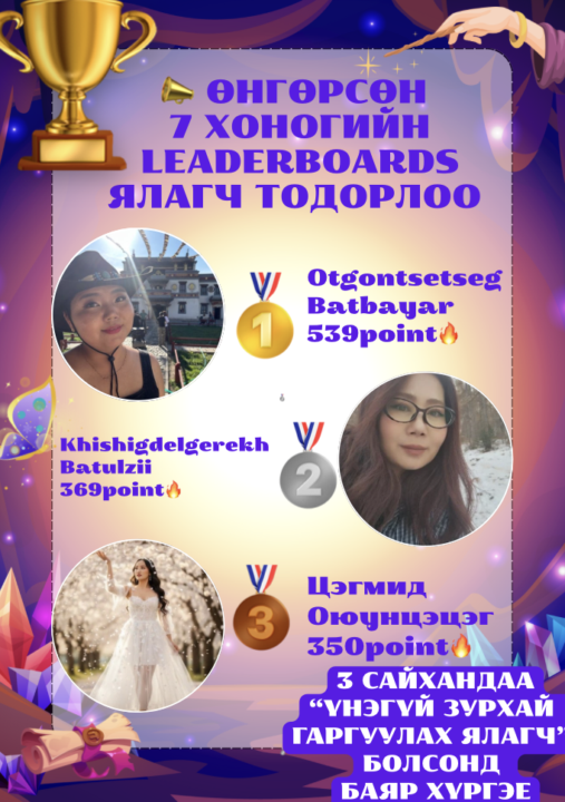💥7 хоногийн LEADERBOARDS ЯЛАГЧ тодорлоо 💥 