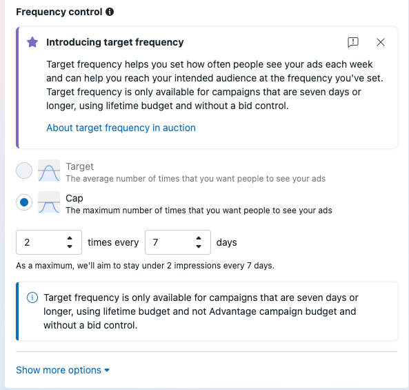 New Frequency controls in ads manager