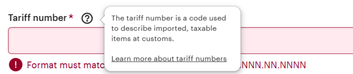 Tariff Number