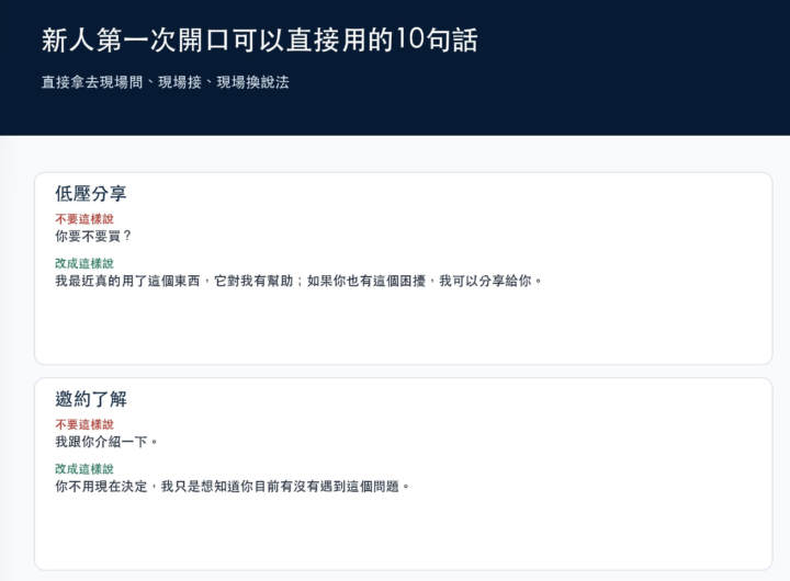 我整理了一份《新人第一次開口可以直接用的10句話》
