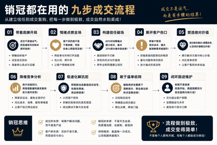 銷冠都在用的九步成交流程 分享給你🔥
