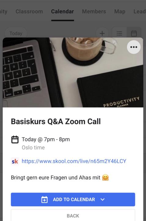 Erinnerung für heute Abend