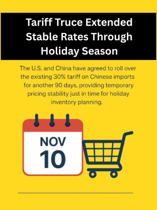 Tariff Truce Extended: Stable Rates Through Holiday Season