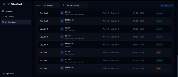 Attendance Tracker App Idea