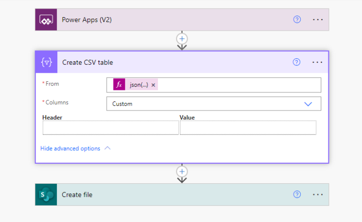 Power automate - Create CSV table action - SOLVED