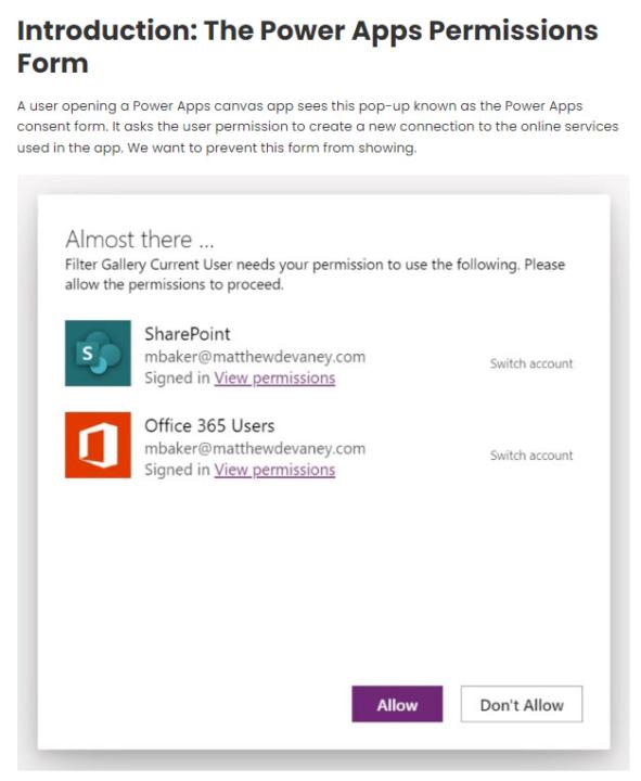 Disable The Power Apps Permissions Pop-Up
