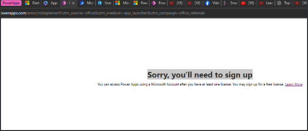 Need help with M365 Dev program to access Power Apps