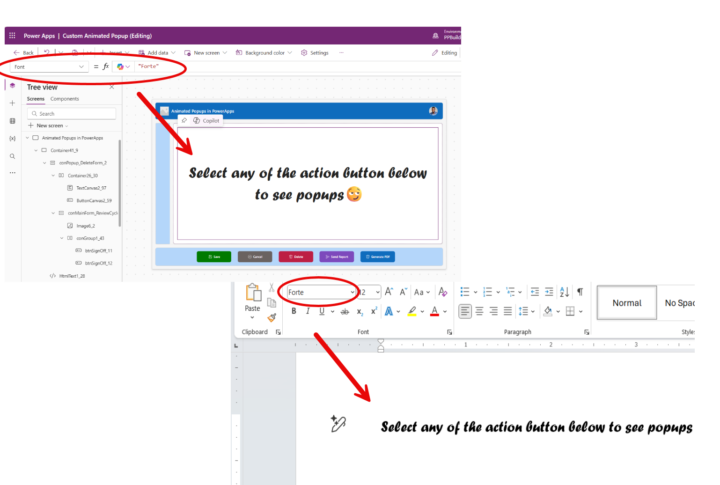 Use Microsoft Word fonts in PowerApps