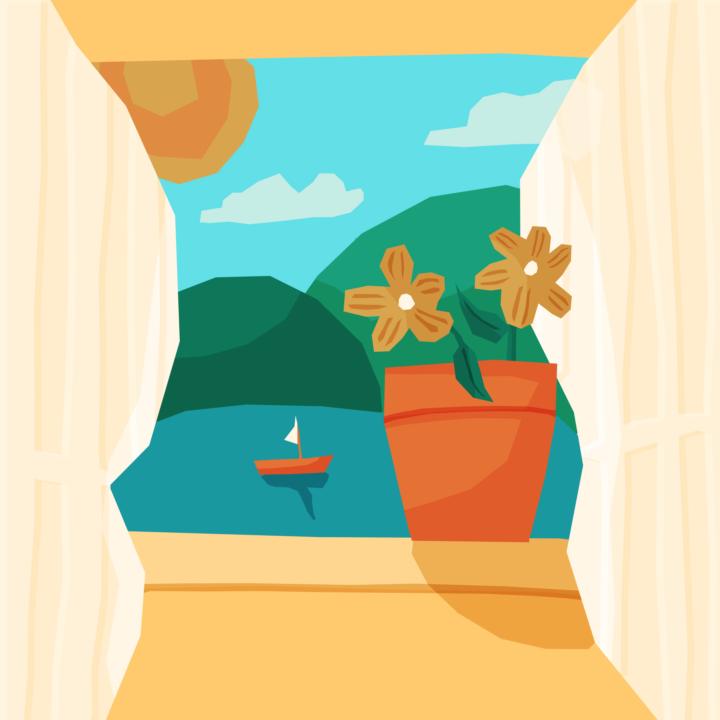 Plant pot by the lakeside 