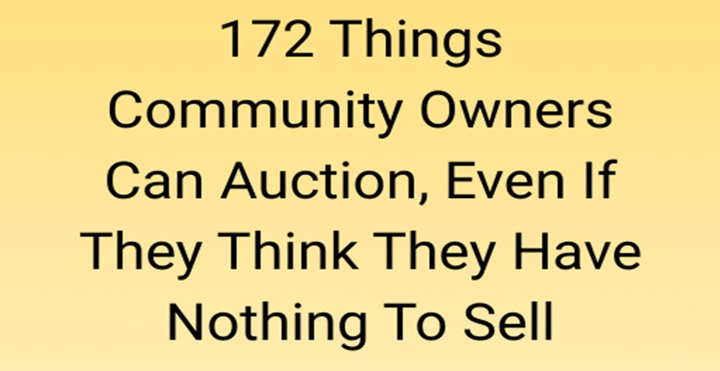 172 Things Community Owners Can Auction