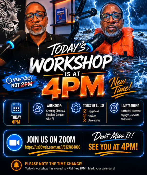 🎬 TODAY'S Workshop is at 4PM — New Time!