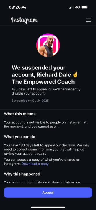IG just banned me… 😱
