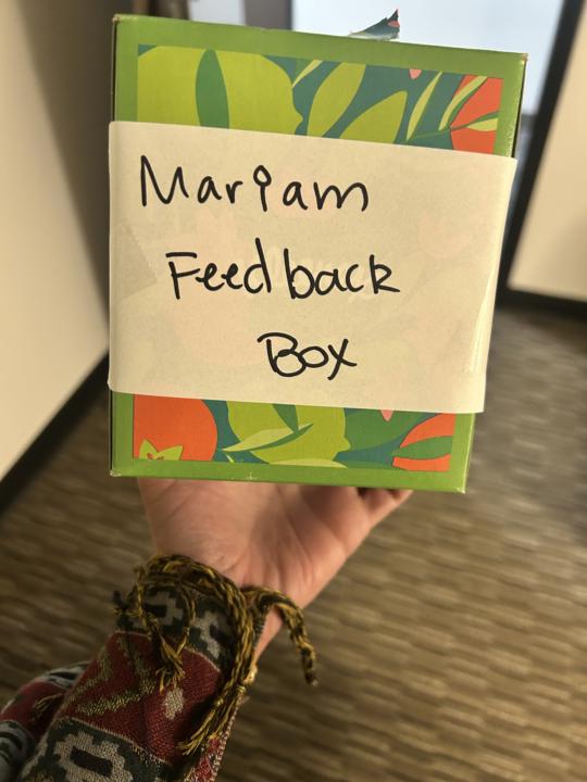 Mariam feedback box