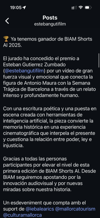 Hemos ganado el festival de cortos con IA 