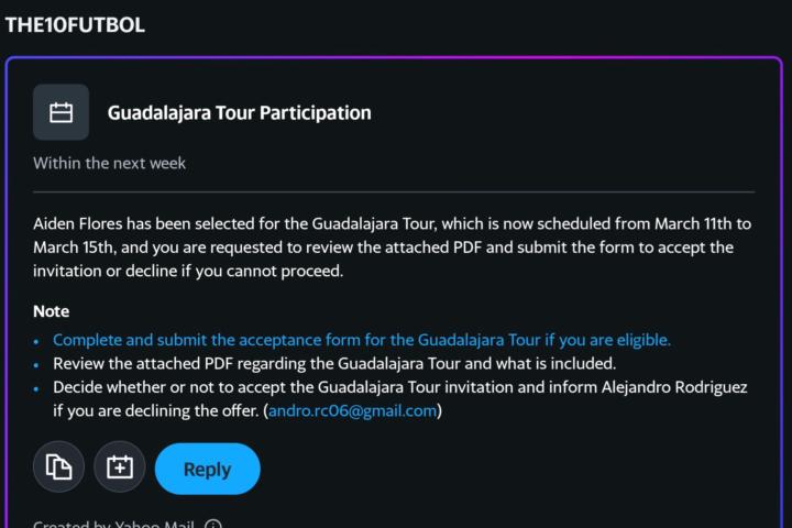 flying to Mexico for a tournament